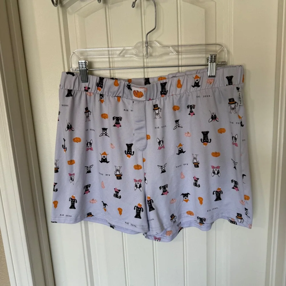 Rae Dunn Halloween Dog Pajama Shorts Women XL Purple Pumpkin Excellent Condition